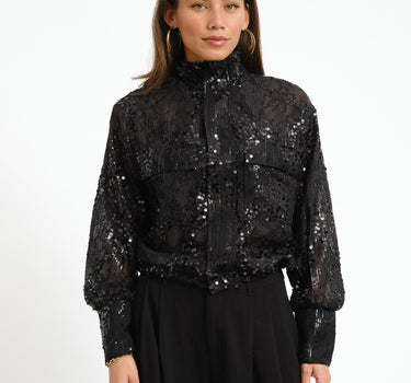 Rouge Mary High Neck Shirt Meteorite/Sequins - Things I Like Things I Love