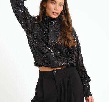 Rouge Mary High Neck Shirt Meteorite/Sequins - Things I Like Things I Love