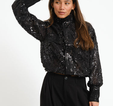 Rouge Mary High Neck Shirt Meteorite/Sequins - Things I Like Things I Love
