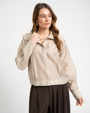 Rouge Stina High Neck Shirt Feather Gray - Things I Like Things I Love