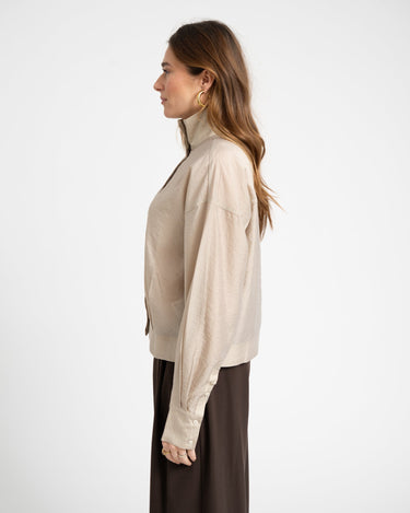 Rouge Stina High Neck Shirt Feather Gray - Things I Like Things I Love