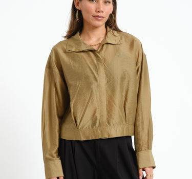Rouge Stina High Neck Shirt Gothic Olive - Things I Like Things I Love