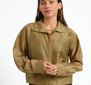 Rouge Stina High Neck Shirt Gothic Olive - Things I Like Things I Love