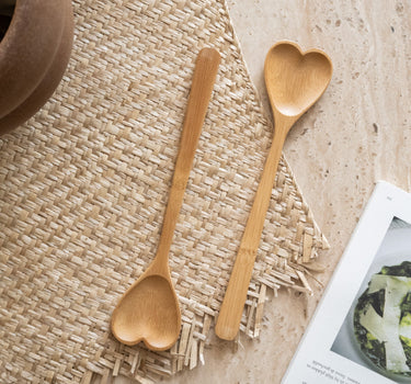 Salad Servers Heart Bamboo - Things I Like Things I Love