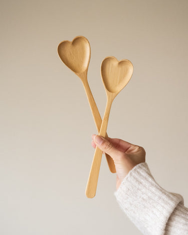 Salad Servers Heart Bamboo - Things I Like Things I Love