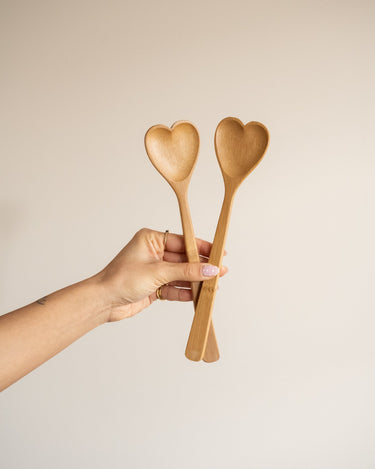 Salad Servers Heart Bamboo - Things I Like Things I Love