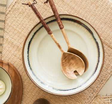 Salad Servers Wood W/ Leather - Things I Like Things I Love