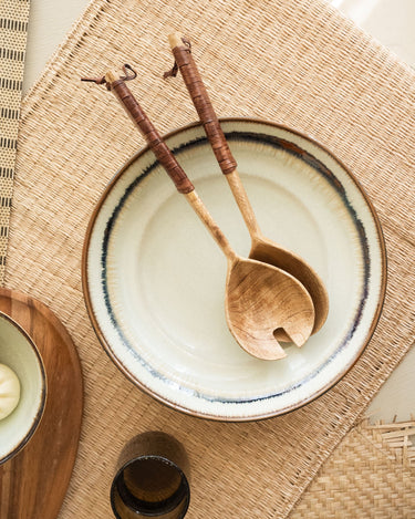 Salad Servers Wood W/ Leather - Things I Like Things I Love