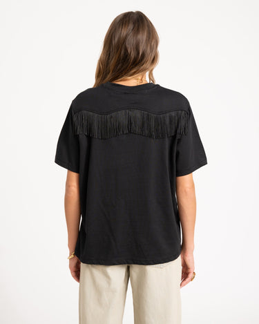 Sanne Loose Fringe Tee Black - Things I Like Things I Love