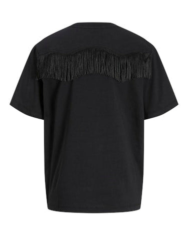 Sanne Loose Fringe Tee Black - Things I Like Things I Love