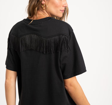 Sanne Loose Fringe Tee Black - Things I Like Things I Love