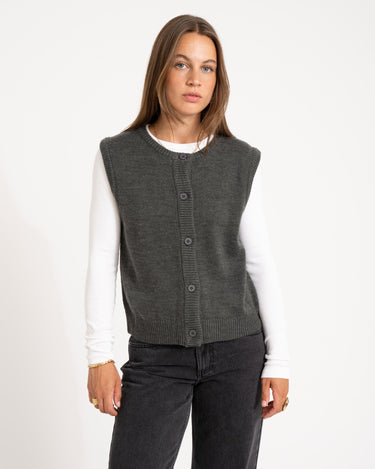 Sansa Gilet Button Dark Grey - Things I Like Things I Love