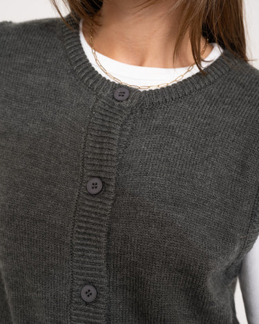 Sansa Gilet Button Dark Grey - Things I Like Things I Love