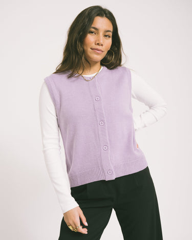 Sansa Gilet Button Lilac - Things I Like Things I Love