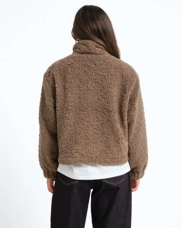 Sarah High Neck Teddy Jacket Morel - Things I Like Things I Love