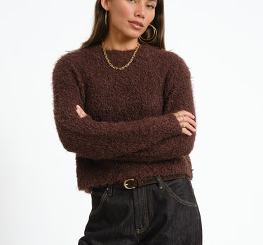 Sassy O-Neck Knit Chocolate Plum - Things I Like Things I Love