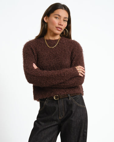 Sassy O-Neck Knit Chocolate Plum - Things I Like Things I Love