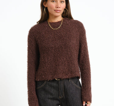 Sassy O-Neck Knit Chocolate Plum - Things I Like Things I Love
