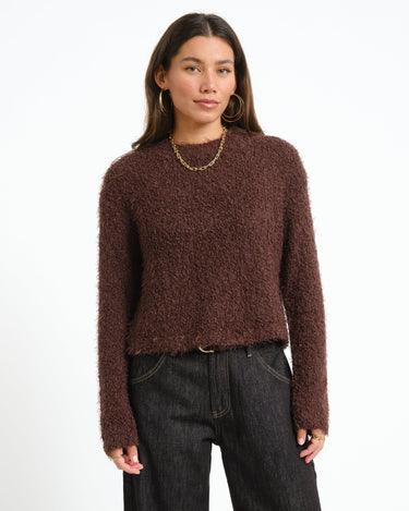 Sassy O-Neck Knit Chocolate Plum - Things I Like Things I Love