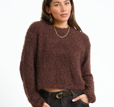Sassy O-Neck Knit Chocolate Plum - Things I Like Things I Love