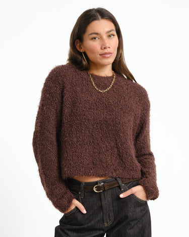 Sassy O-Neck Knit Chocolate Plum - Things I Like Things I Love