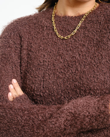 Sassy O-Neck Knit Chocolate Plum - Things I Like Things I Love