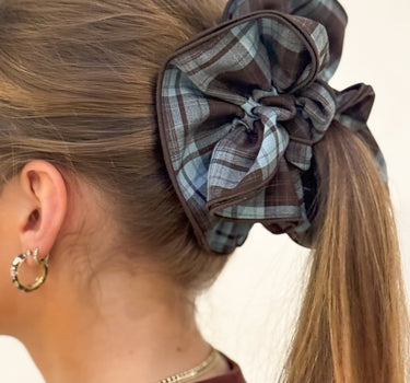 Scrunchie Checked Blue/Brown - Things I Like Things I Love