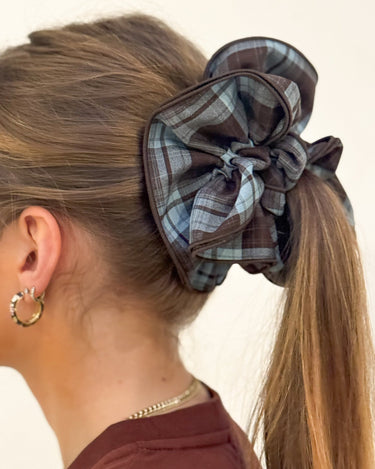 Scrunchie Checked Blue/Brown - Things I Like Things I Love