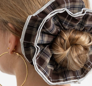 Scrunchie Checked Brown - Things I Like Things I Love