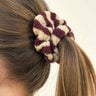 Scrunchie Knitted Burgundy Stripy - Things I Like Things I Love