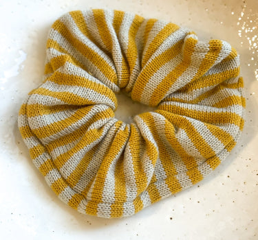Scrunchie Knitted Yellow Stripy - Things I Like Things I Love