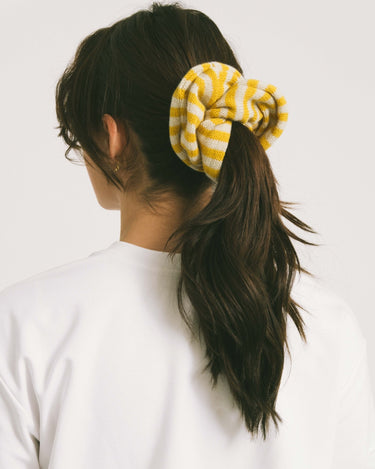 Scrunchie Knitted Yellow Stripy - Things I Like Things I Love