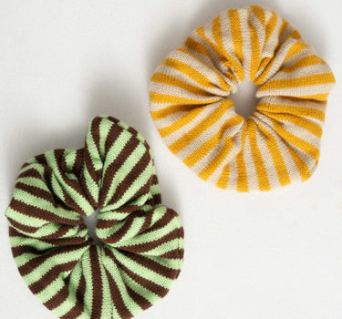 Scrunchie Knitted Yellow Stripy - Things I Like Things I Love