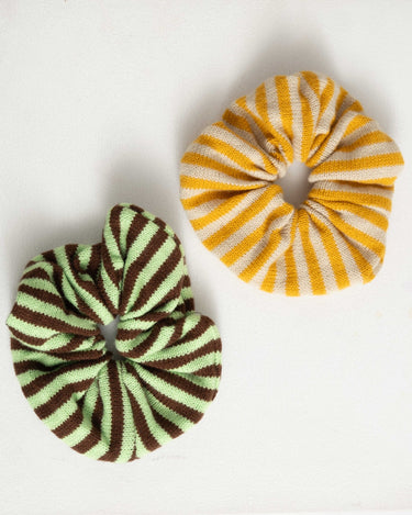 Scrunchie Knitted Yellow Stripy - Things I Like Things I Love