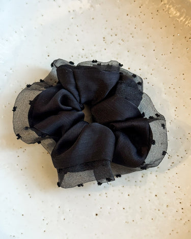 Scrunchie Mesh Polkadot Black - Things I Like Things I Love