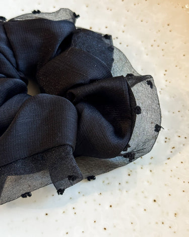 Scrunchie Mesh Polkadot Black - Things I Like Things I Love