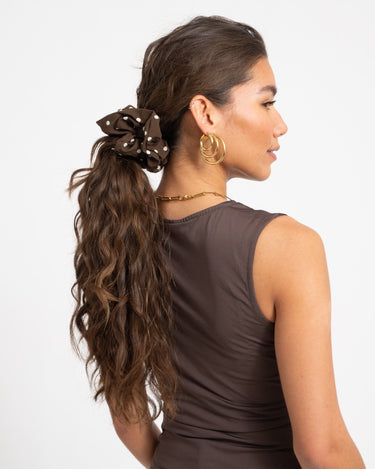 Scrunchie Polkadot Brown - Things I Like Things I Love