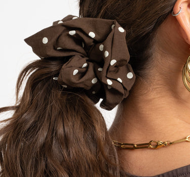 Scrunchie Polkadot Brown - Things I Like Things I Love