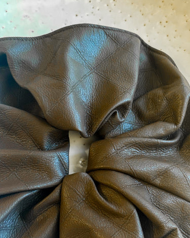 Scrunchie PU Checked Brown - Things I Like Things I Love