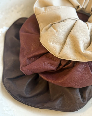 Scrunchie PU Checked Brown - Things I Like Things I Love