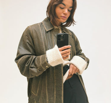 Seattle Loose Leather Jacket Chicory Coffee - Things I Like Things I Love