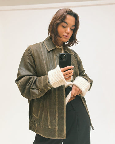Seattle Loose Leather Jacket Chicory Coffee - Things I Like Things I Love