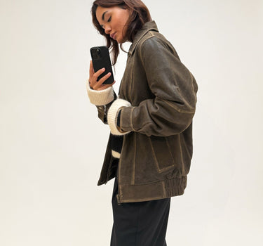 Seattle Loose Leather Jacket Chicory Coffee - Things I Like Things I Love