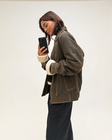 Seattle Loose Leather Jacket Chicory Coffee - Things I Like Things I Love