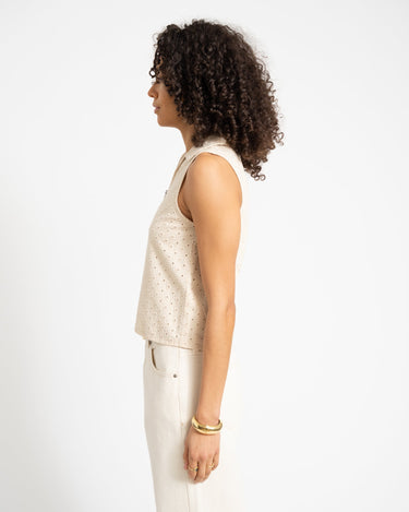 Selma Broderie Zip Top Fog - Things I Like Things I Love