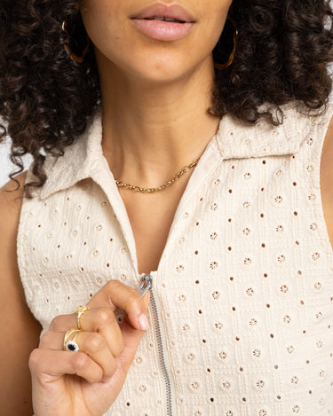 Selma Broderie Zip Top Fog - Things I Like Things I Love