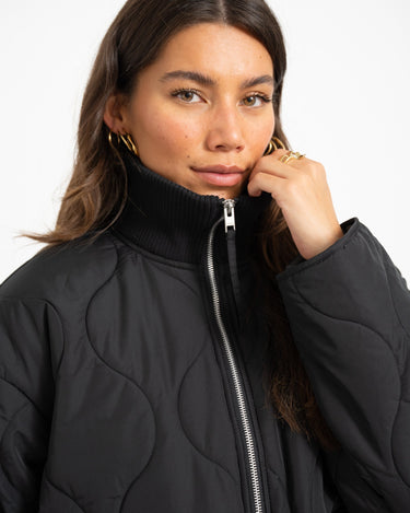 Serena Mid Quilted Jacket Black - Things I Like Things I Love