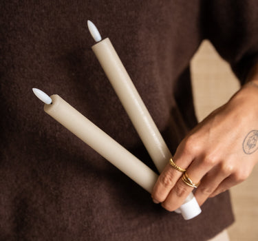 SET OF 2 - Dinner Candle Led Alira Sand - Things I Like Things I Love