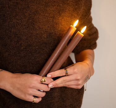 SET OF 2 - Dinner Candle Led Warm Brown - Things I Like Things I Love