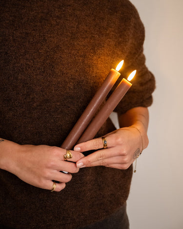 SET OF 2 - Dinner Candle Led Warm Brown - Things I Like Things I Love
